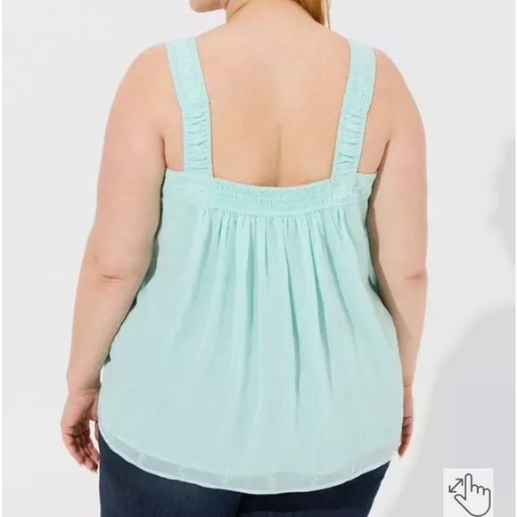 Torrid Embroidered Crinkle Chiffon Crochet
Lace Trim Tank new size medium large - Picture 2 of 5